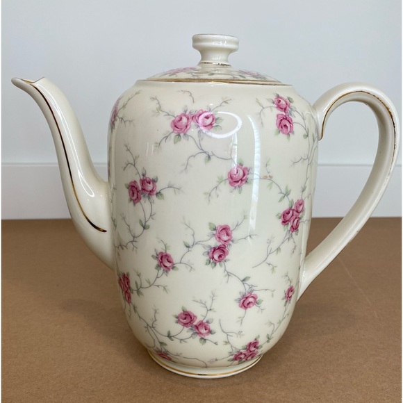 Vtg Bavaria Schumann Teapot and Creamer Pink Roses Gold Trim - Picture 3 of 14